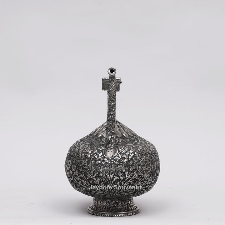 Antique German Silver Royal Hand-Engraved Aftaba Decorative Pitcher Showpiece