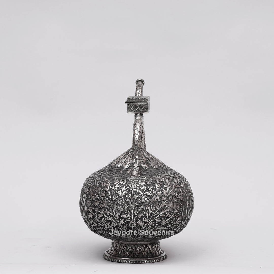 Antique German Silver Royal Hand-Engraved Aftaba Decorative Pitcher Showpiece