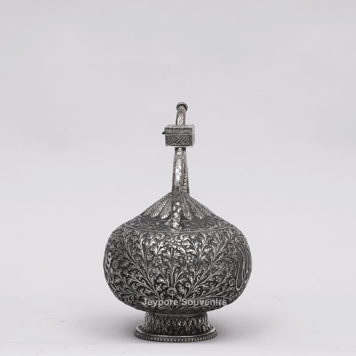 Antique German Silver Royal Hand-Engraved Aftaba Decorative Pitcher Showpiece
