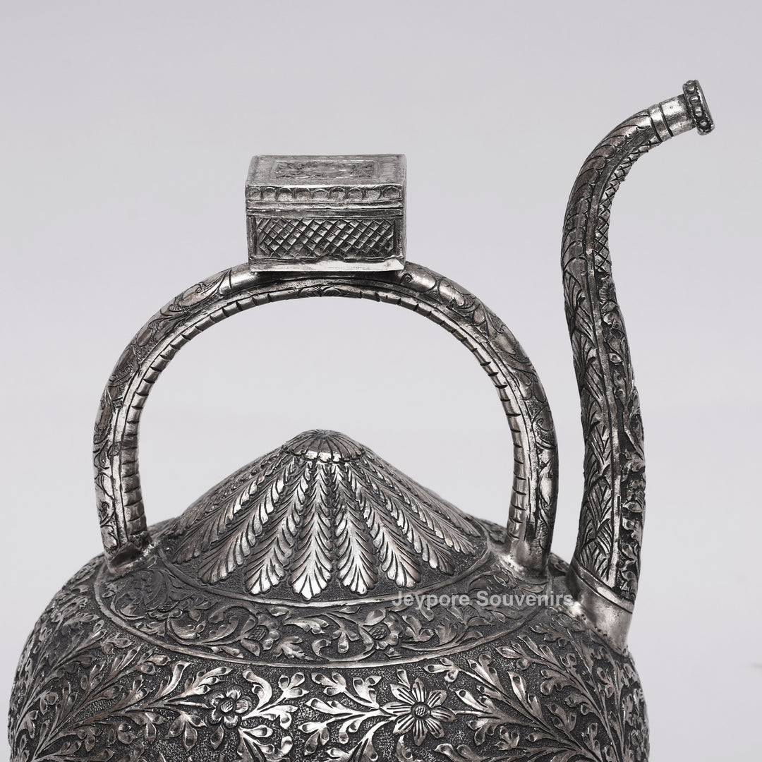 Antique German Silver Royal Hand-Engraved Aftaba Decorative Pitcher Showpiece