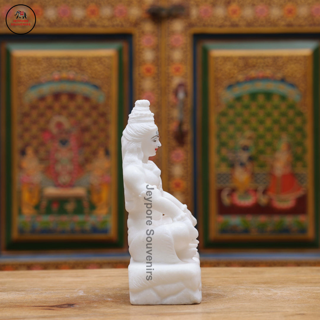 White Marble Lord Shiva Idol in Seated Meditative Pose
