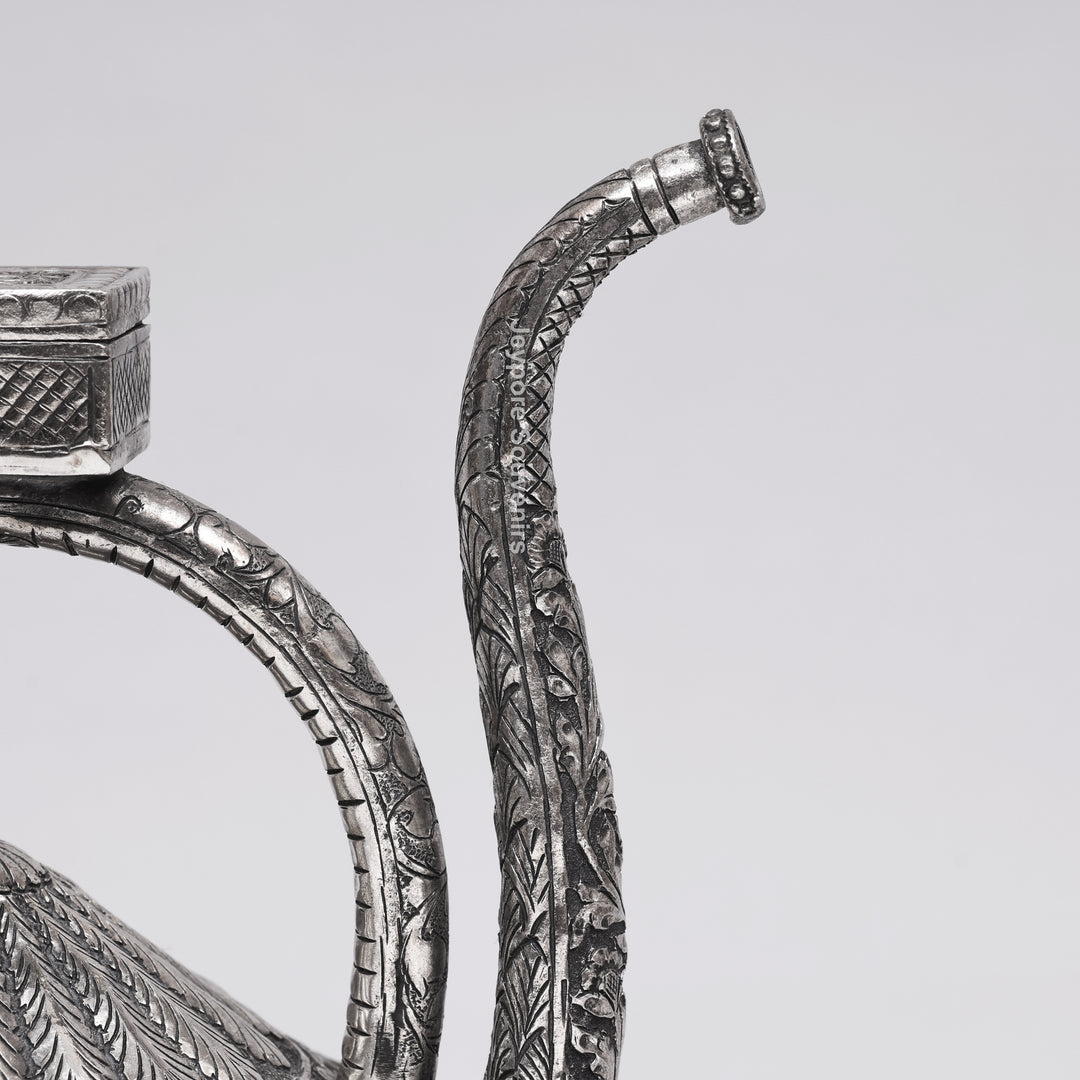 Antique German Silver Royal Hand-Engraved Aftaba Decorative Pitcher Showpiece