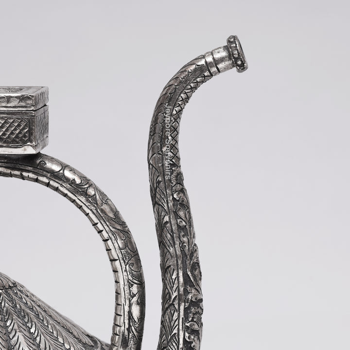 Antique German Silver Royal Hand-Engraved Aftaba Decorative Pitcher Showpiece
