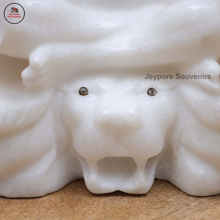 White Marble Lord Shiva Idol in Seated Meditative Pose