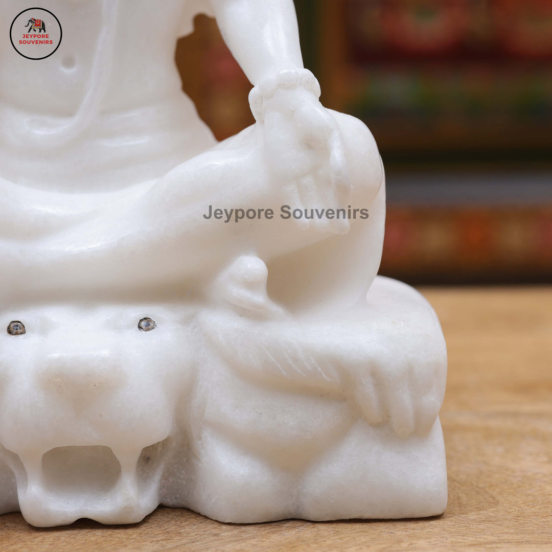 White Marble Lord Shiva Idol in Seated Meditative Pose