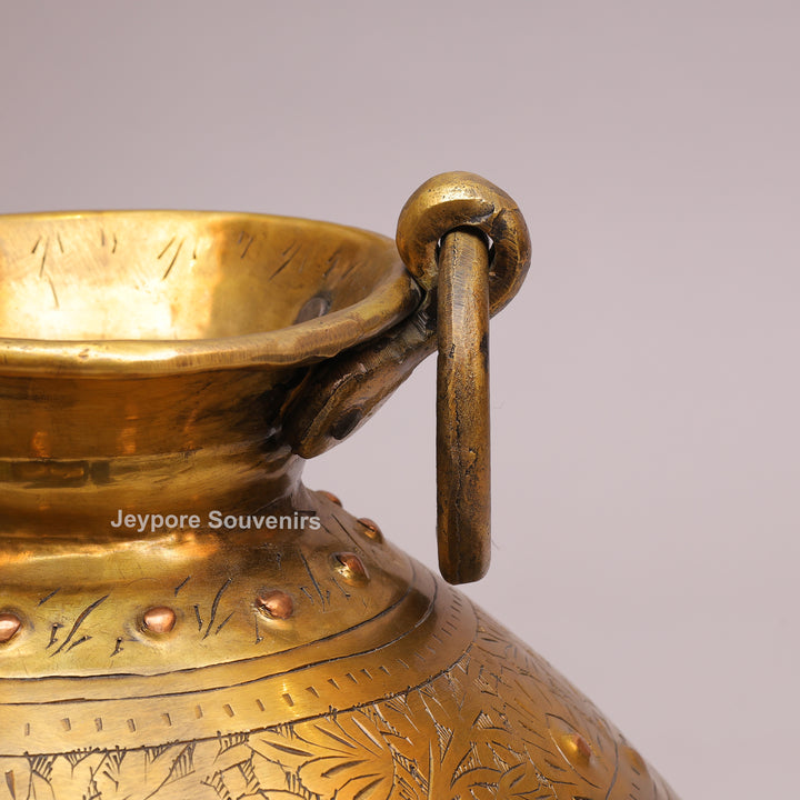 Handcrafted Brass Planter Pot with Ring Handles