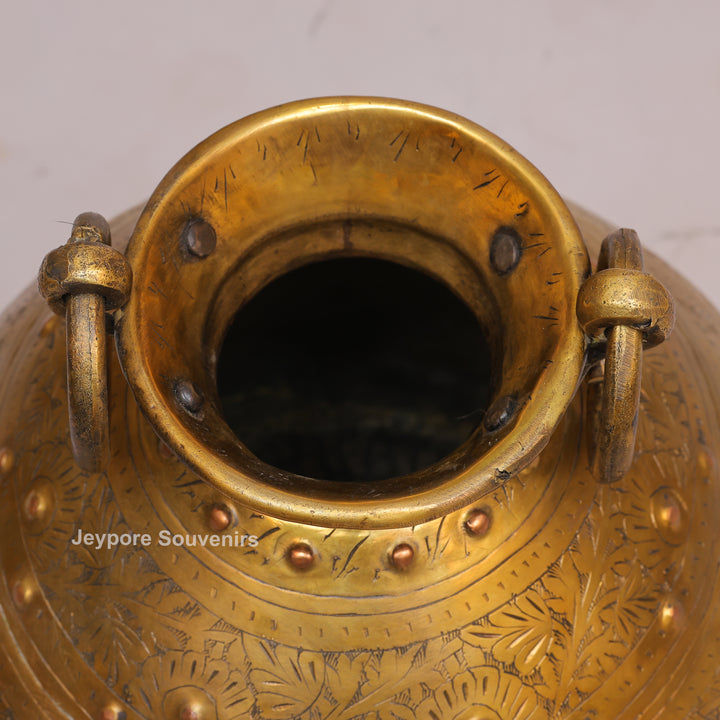 Handcrafted Brass Planter Pot with Ring Handles