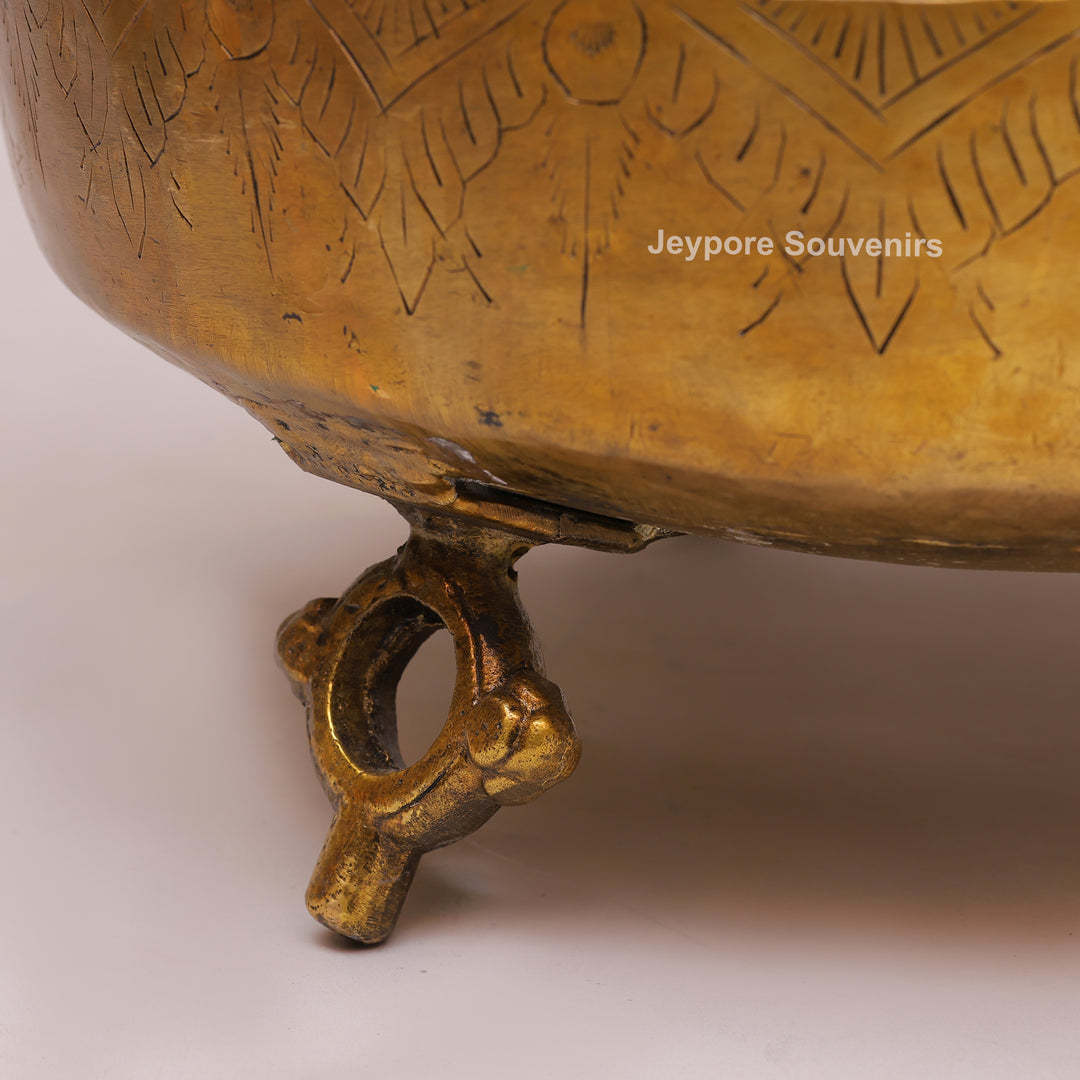 Handcrafted Brass Planter Pot with Ring Handles