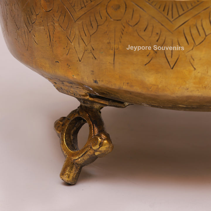 Handcrafted Brass Planter Pot with Ring Handles