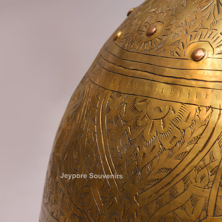 Brass Handcrafted Engraved Planter Pot with Ring Handles