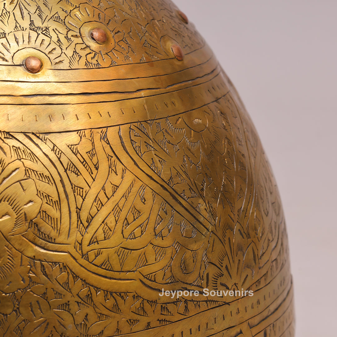 Brass Handcrafted Engraved Planter Pot with Ring Handles