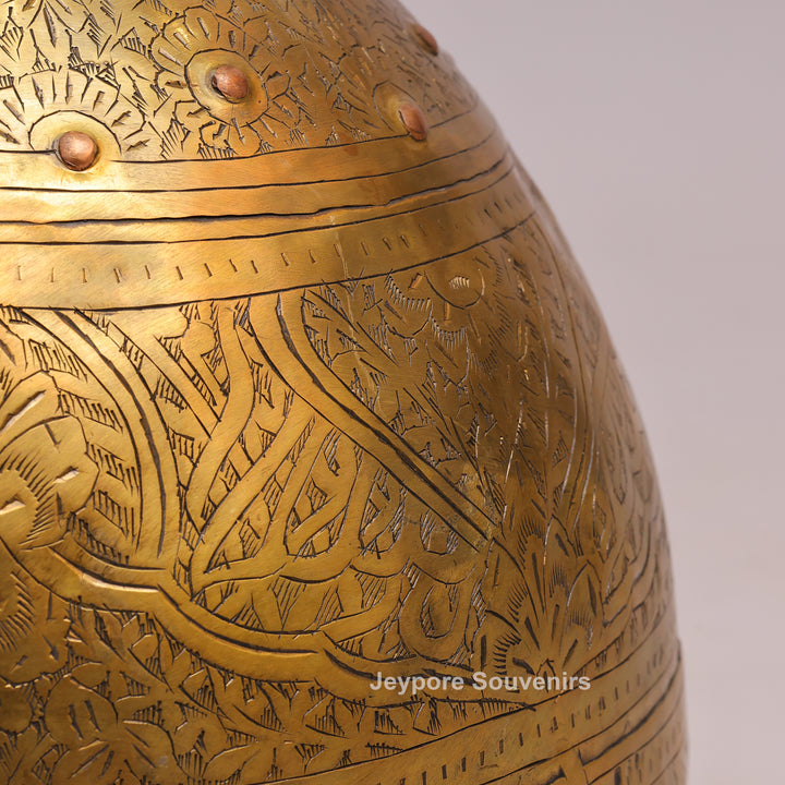 Brass Handcrafted Engraved Planter Pot with Ring Handles