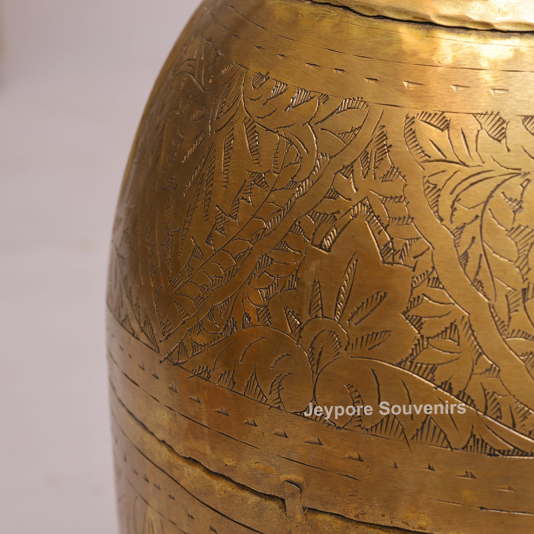 Handcrafted Antique Brass Planter Pot with Ring Handles