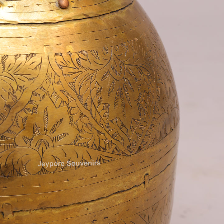 Handcrafted Antique Brass Planter Pot with Ring Handles
