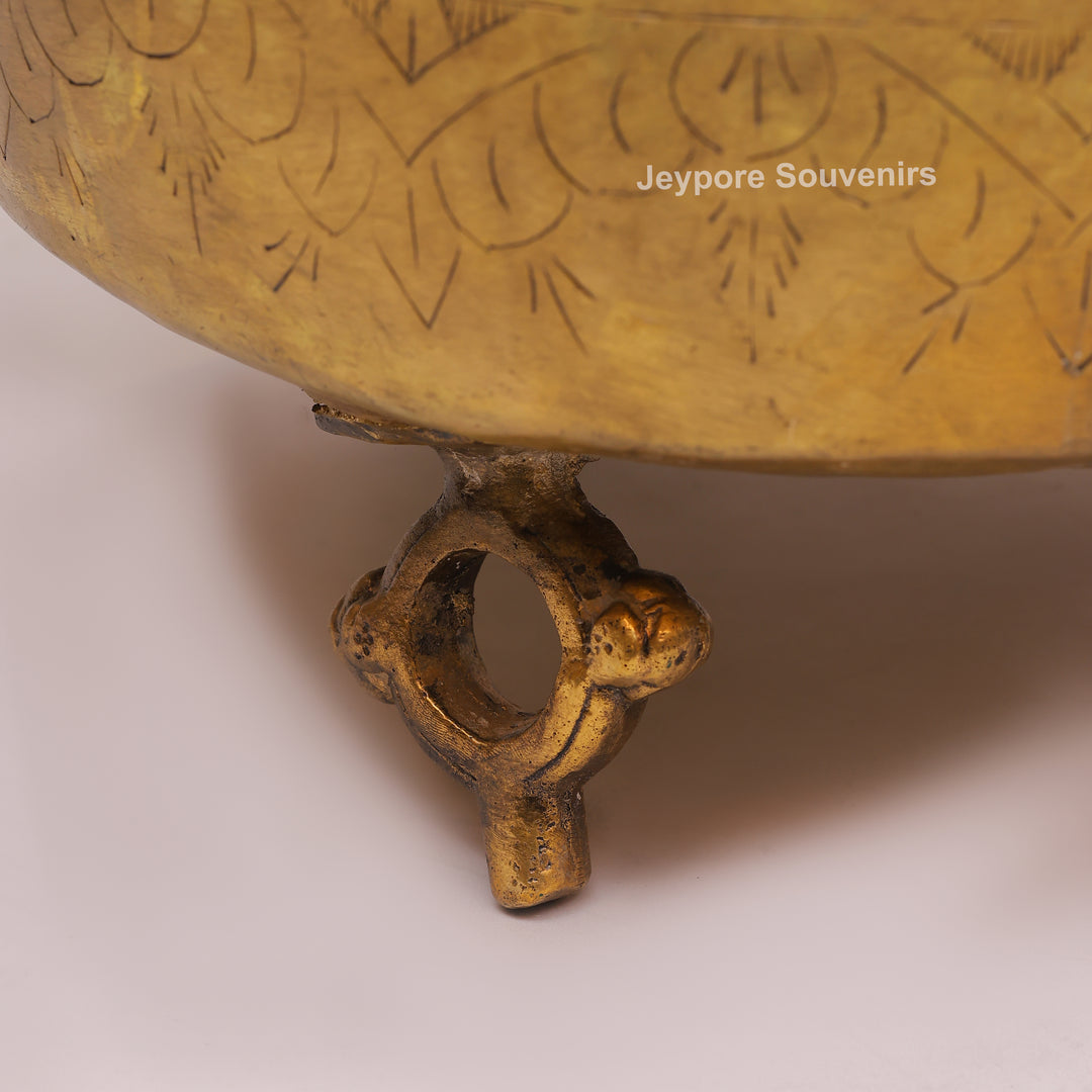 Handcrafted Antique Brass Planter Pot with Ring Handles