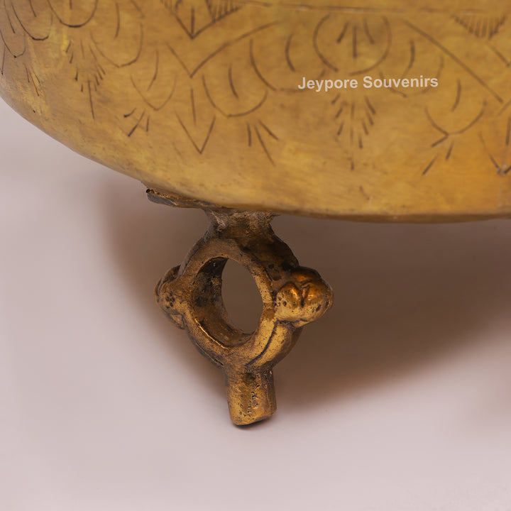 Handcrafted Antique Brass Planter Pot with Ring Handles
