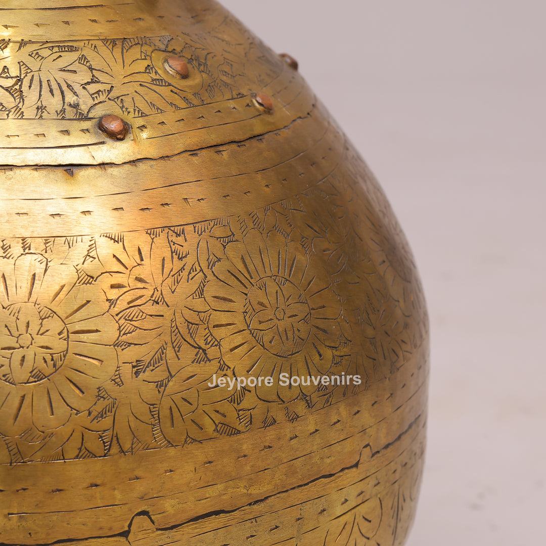 Handcrafted Antique Brass Planter with Ring Handles
