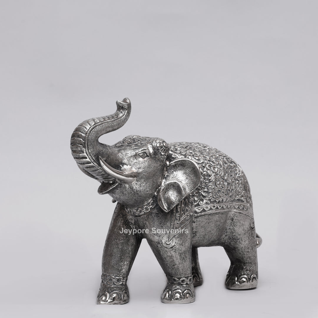 Handcrafted Traditional Silver Finish Elephant Statue