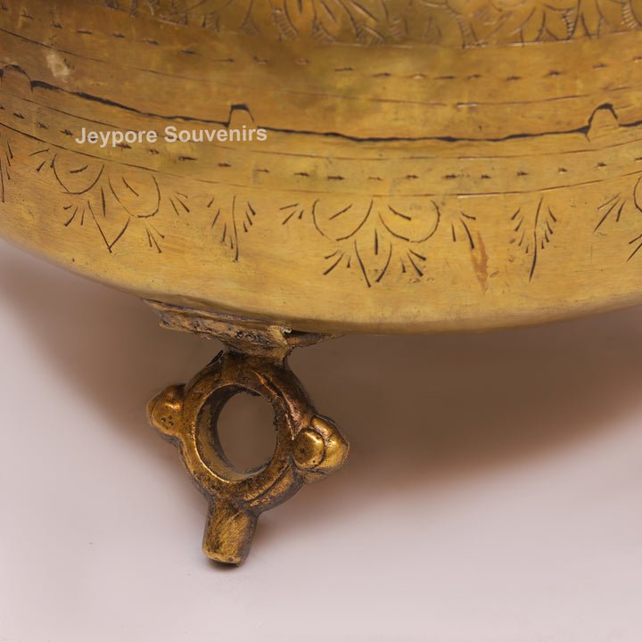 Handcrafted Antique Brass Planter with Ring Handles