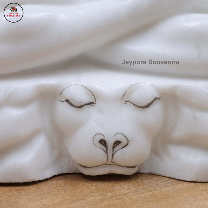 Handcrafted Pure White Marble Lord Shiva Idol with Trishul &amp; Serpent