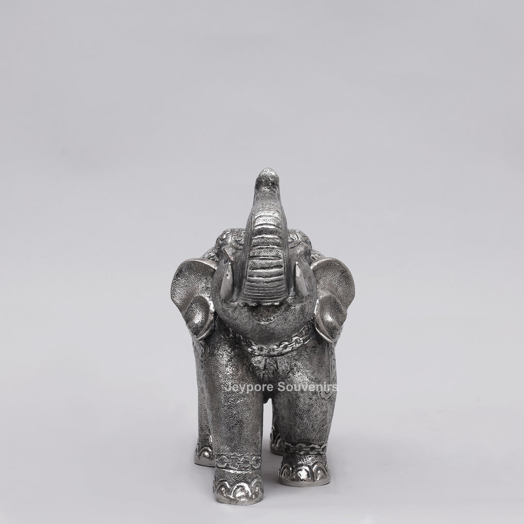 Handcrafted Traditional Silver Finish Elephant Statue