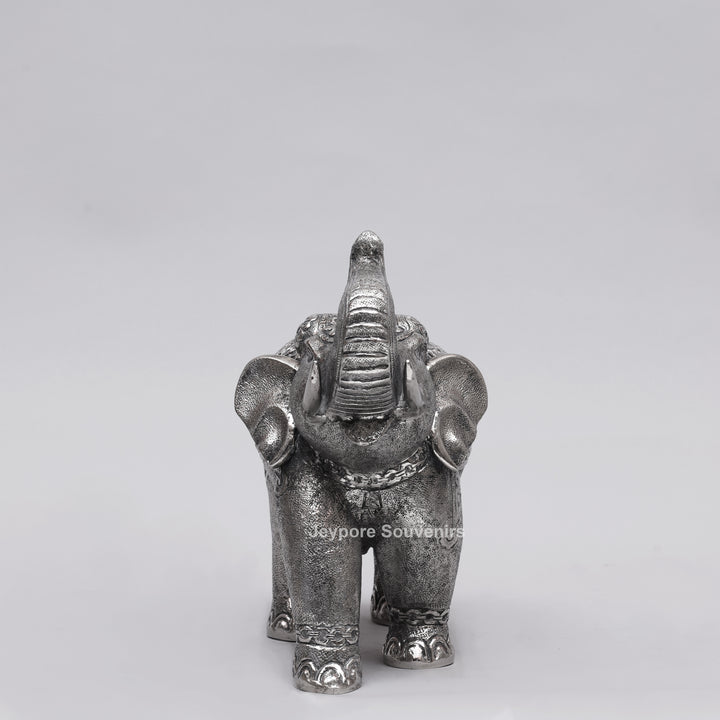 Handcrafted Traditional Silver Finish Elephant Statue