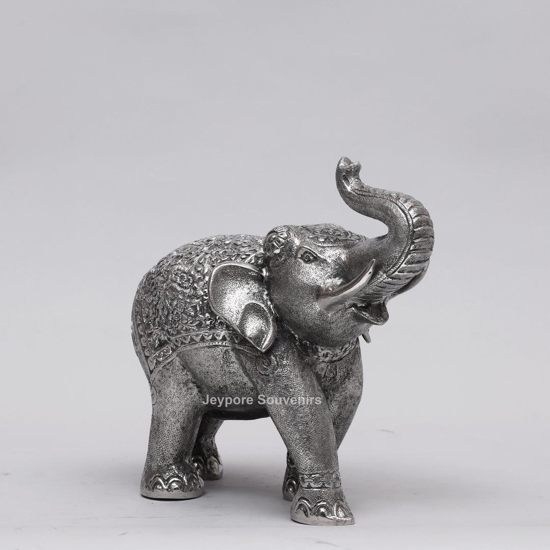 Handcrafted Traditional Silver Finish Elephant Statue