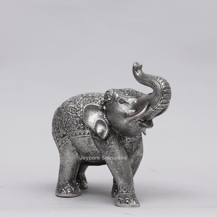 Handcrafted Traditional Silver Finish Elephant Statue