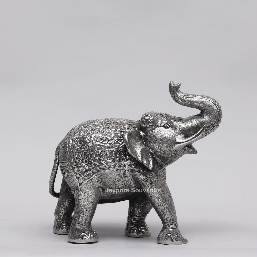 Handcrafted Traditional Silver Finish Elephant Statue