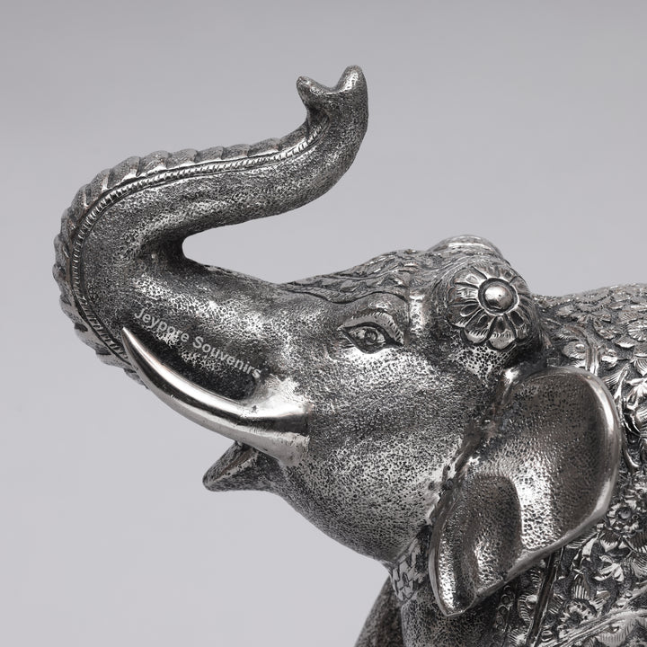 Handcrafted Traditional Silver Finish Elephant Statue