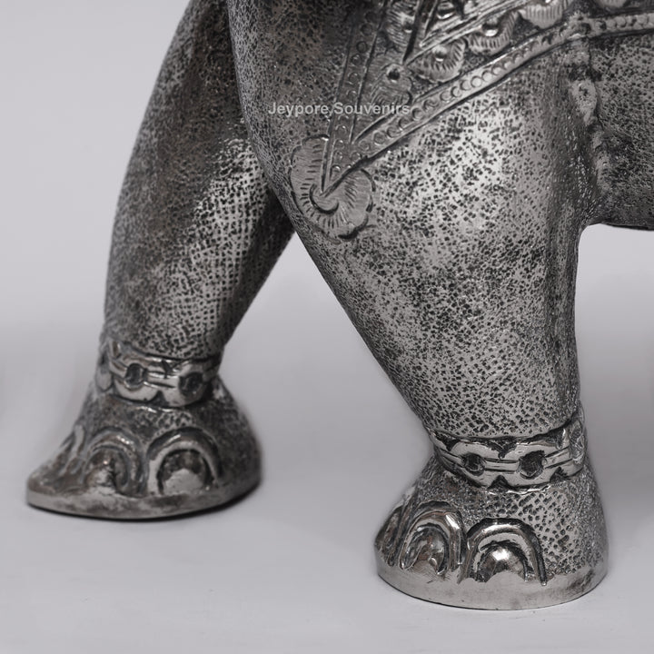 Handcrafted Traditional Silver Finish Elephant Statue