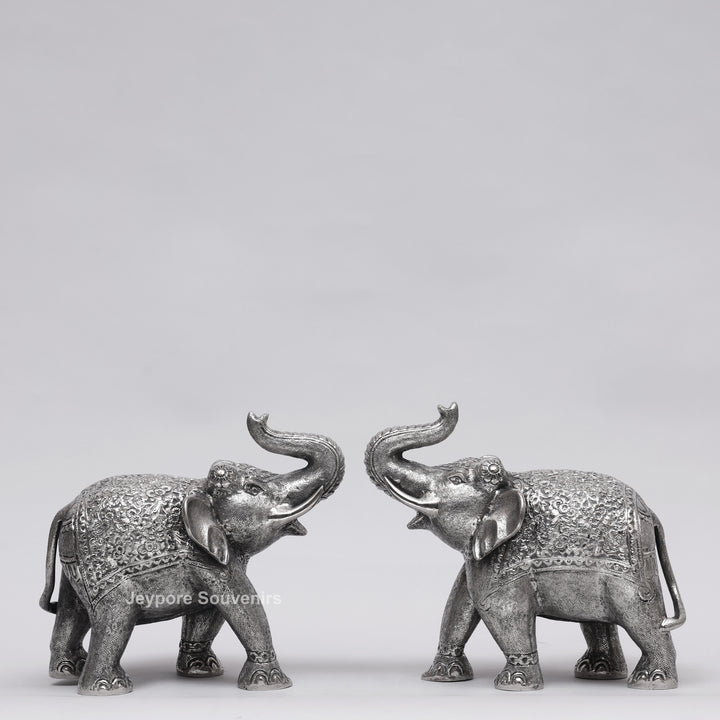 Handcrafted Traditional Silver Finish Elephant Statue