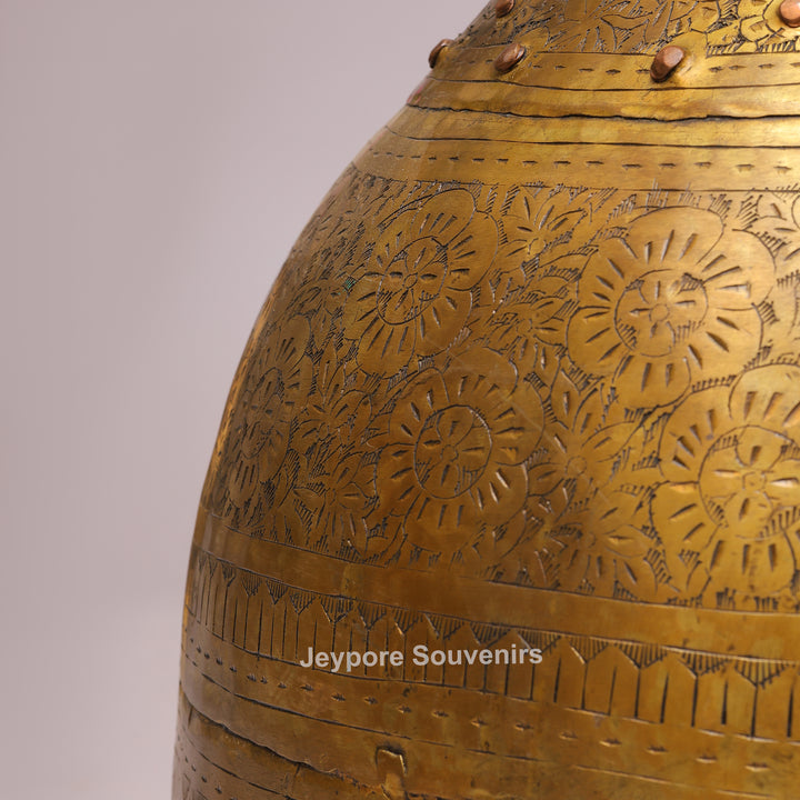 Handcrafted Antique Brass Pot with Ring Handles