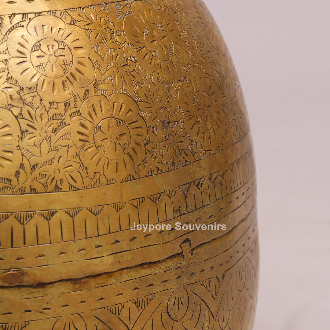 Handcrafted Antique Brass Pot with Ring Handles