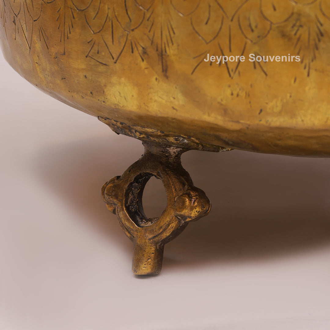Handcrafted Antique Brass Pot with Ring Handles
