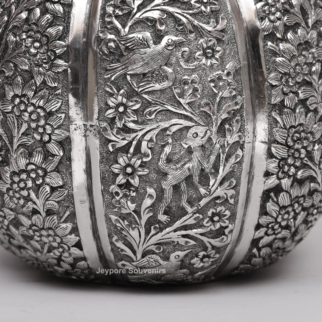 Handcrafted Silver Polished Copper Floral Vase