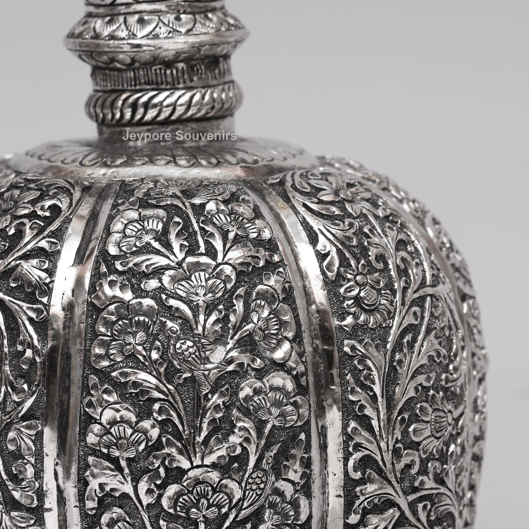 Handcrafted Silver Polished Copper Floral Vase