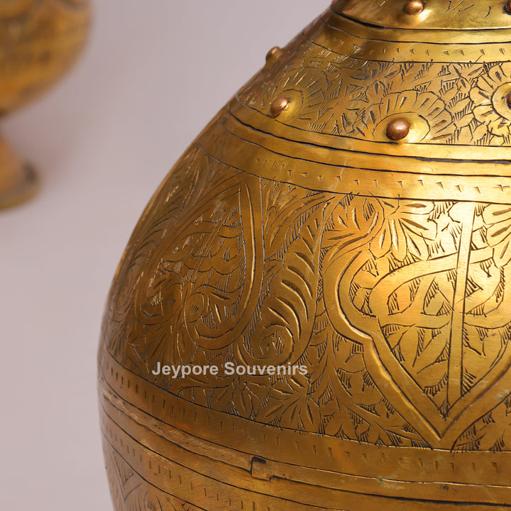 Handcrafted Antique Brass Planter Pot with Ring Handles
