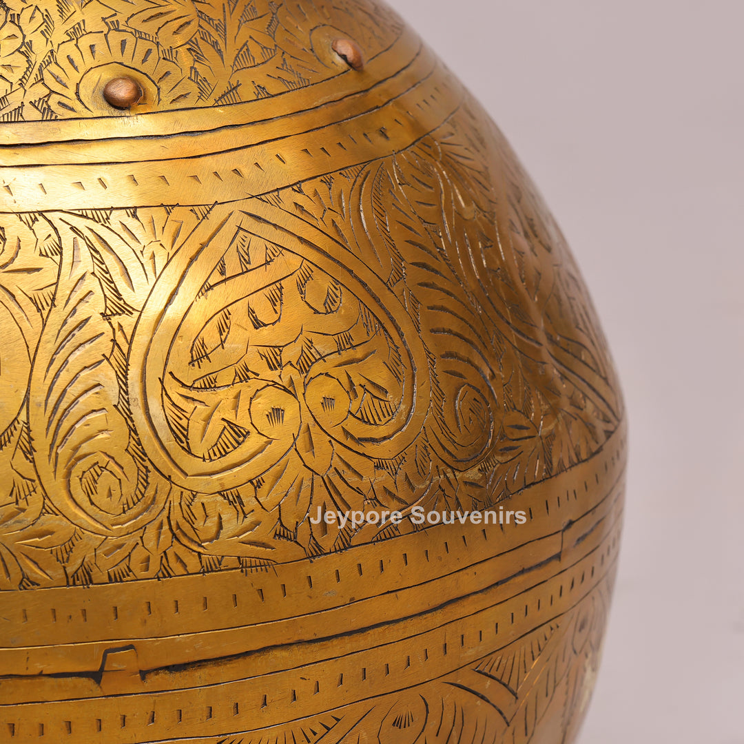 Handcrafted Antique Brass Planter Pot with Ring Handles