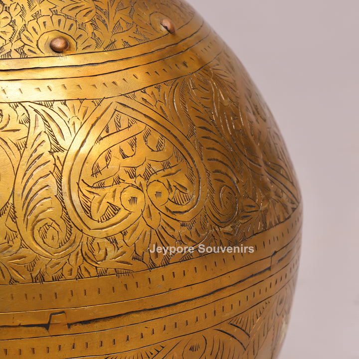 Handcrafted Antique Brass Planter Pot with Ring Handles