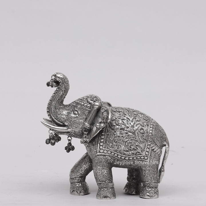 Handcrafted Silver Finish Royal Elephant Figurine
