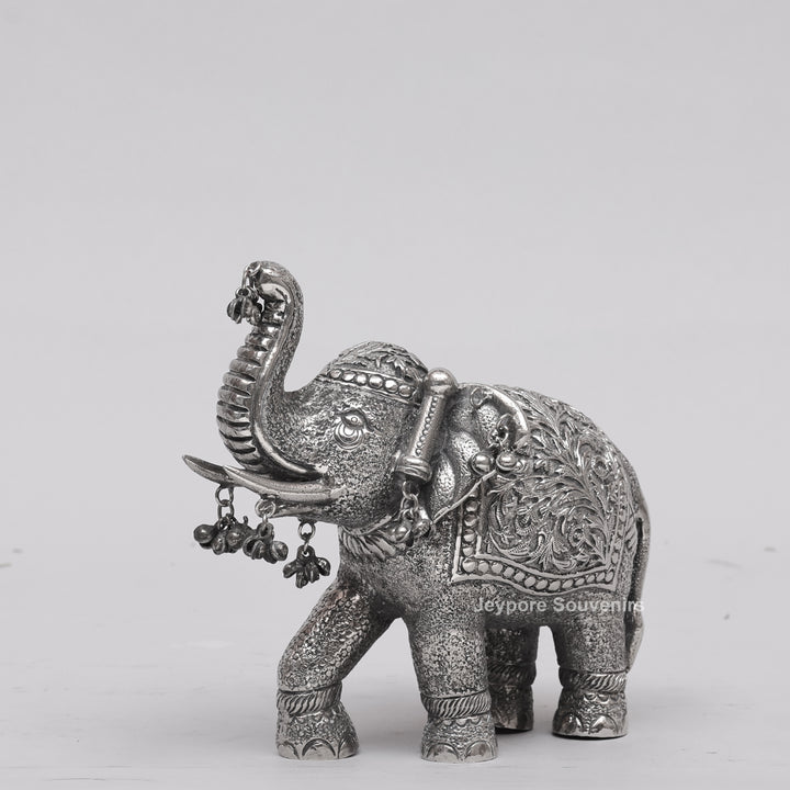 Handcrafted Silver Finish Royal Elephant Figurine