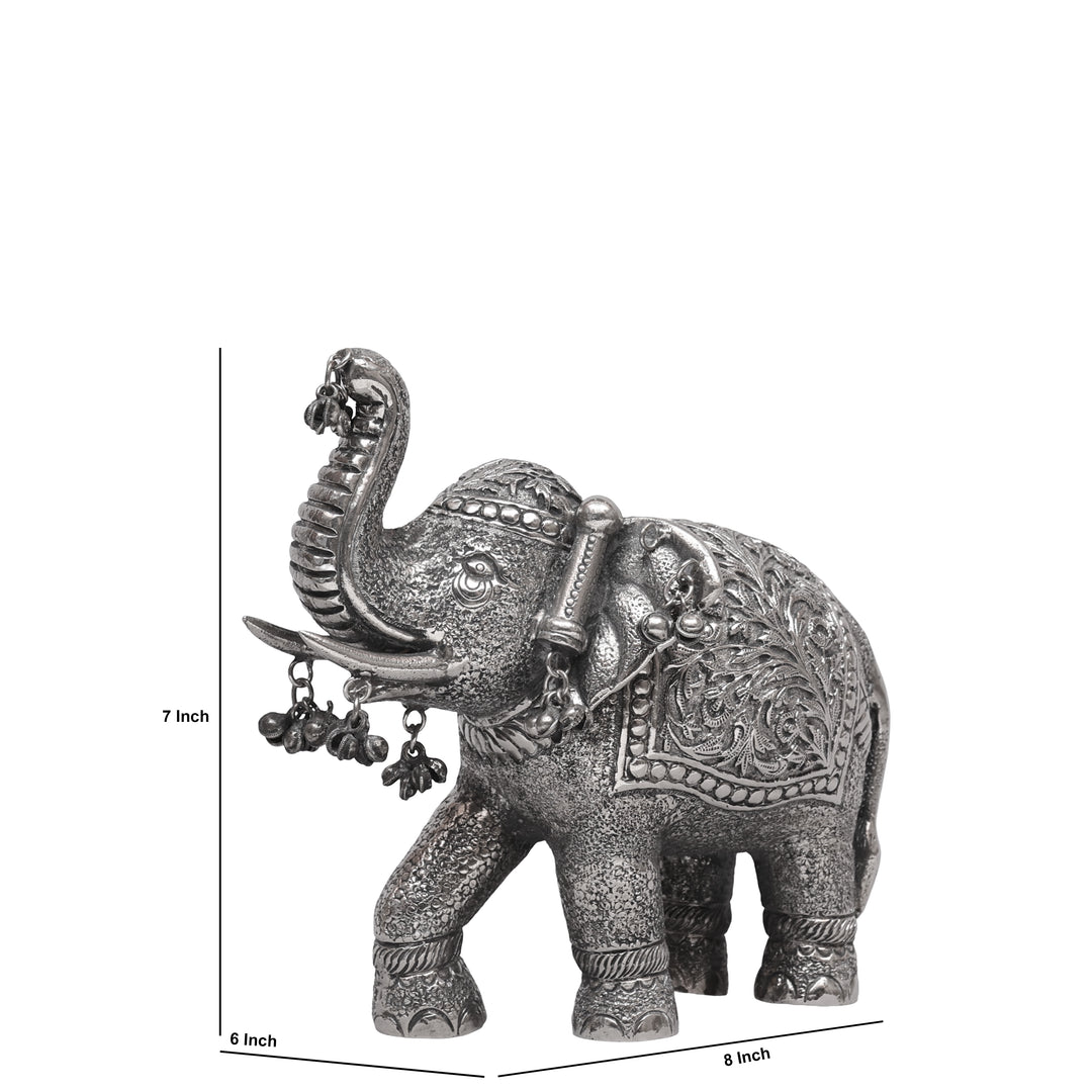 Handcrafted Silver Finish Royal Elephant Figurine
