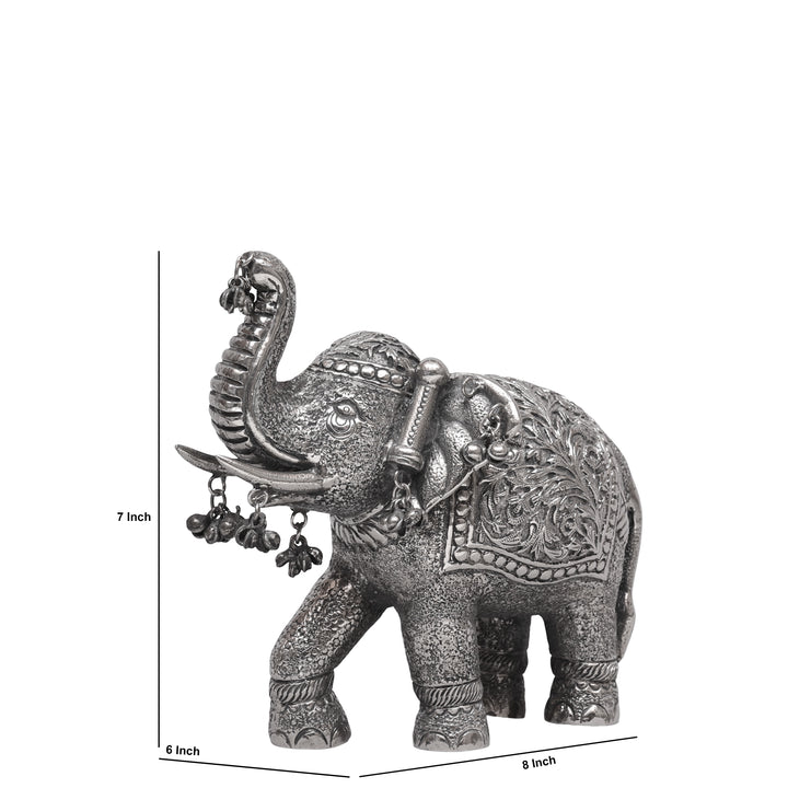 Handcrafted Silver Finish Royal Elephant Figurine