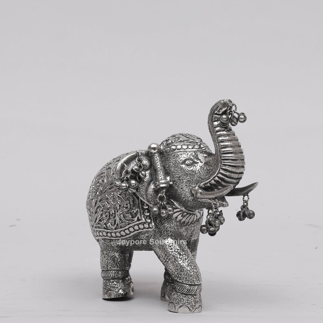 Handcrafted Silver Finish Royal Elephant Figurine