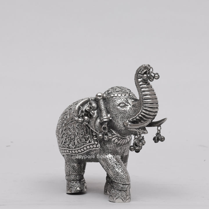Handcrafted Silver Finish Royal Elephant Figurine