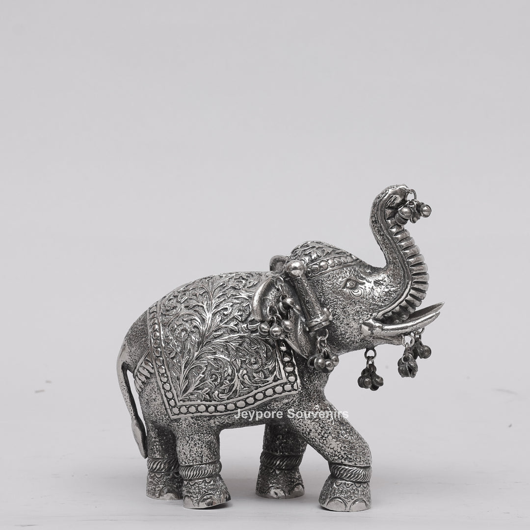 Handcrafted Silver Finish Royal Elephant Figurine
