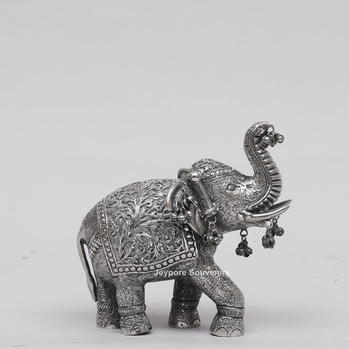 Handcrafted Silver Finish Royal Elephant Figurine