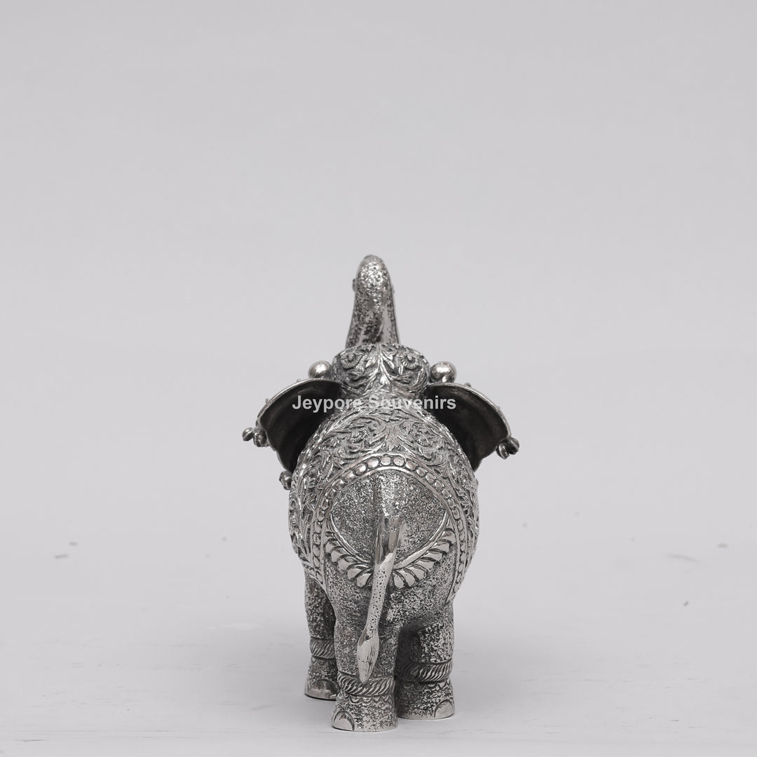 Handcrafted Silver Finish Royal Elephant Figurine