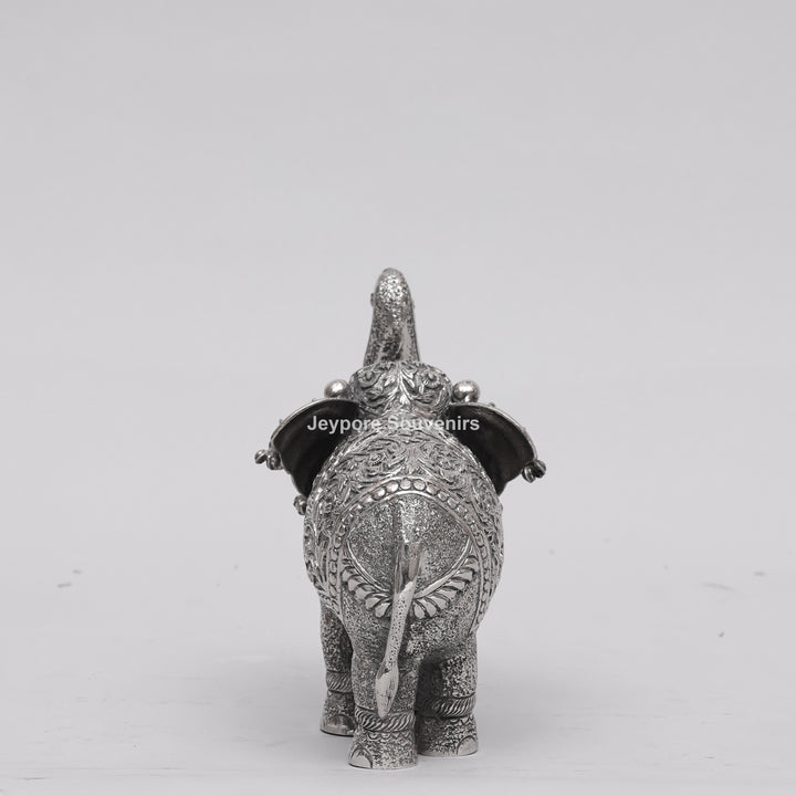 Handcrafted Silver Finish Royal Elephant Figurine